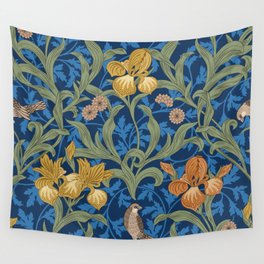 William Morris Enchanted Blue Lily Bird Vintage Pattern Wall Tapestry