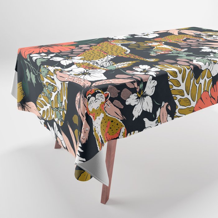 Animal print dark jungle Tablecloth