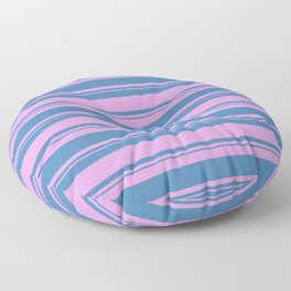 [ Thumbnail: Plum & Blue Colored Lined/Striped Pattern Floor Pillow ]