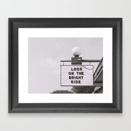 Black and white look on the bright side marquee sign, Austin Motel, Austin, Texas Framed Art Print