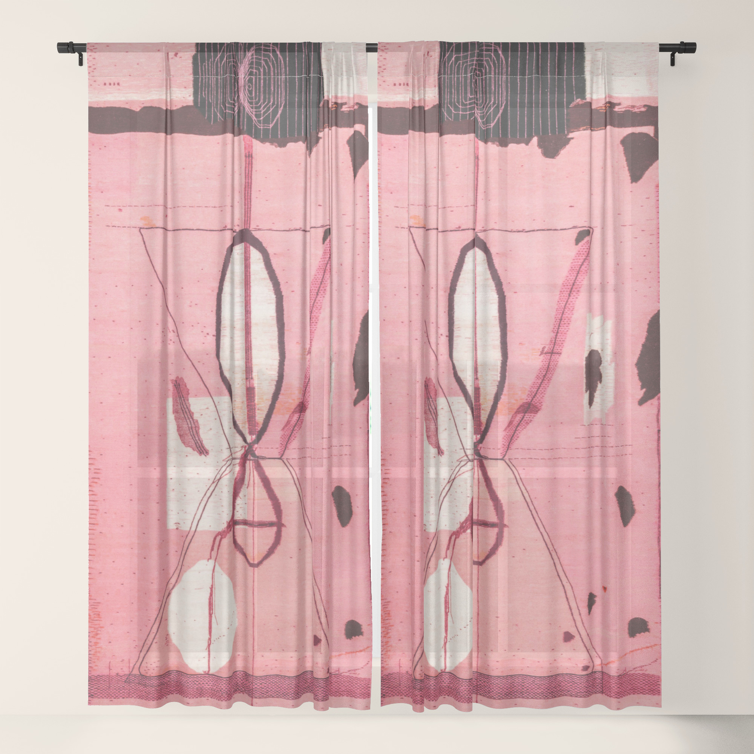 Black And Pink Boho Traditional Moroccan Vintage Artwork N24