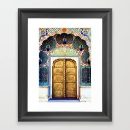 India Palace Ornate Gold Doorway with Peacocks Photograph Framed Art Print