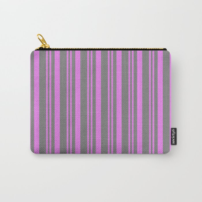 Violet & Gray Colored Stripes Pattern Carry-All Pouch