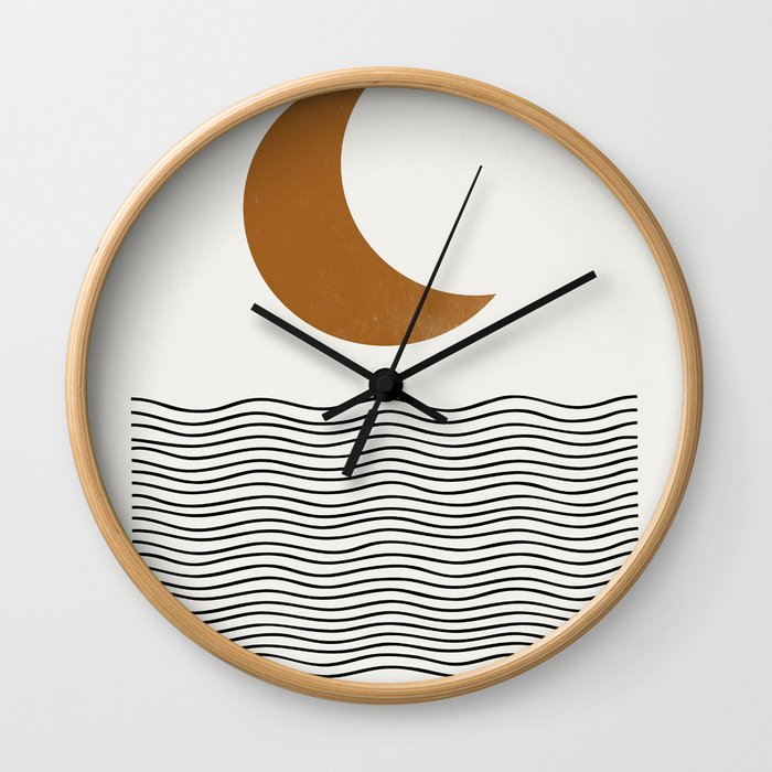 Moon by the ocean Wall Clock