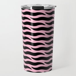 Tiger Wild Animal Print Pattern 335 Black and Pink Travel Mug