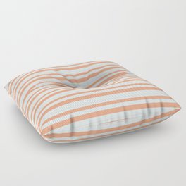 [ Thumbnail: Light Salmon & Light Cyan Colored Stripes Pattern Floor Pillow ]