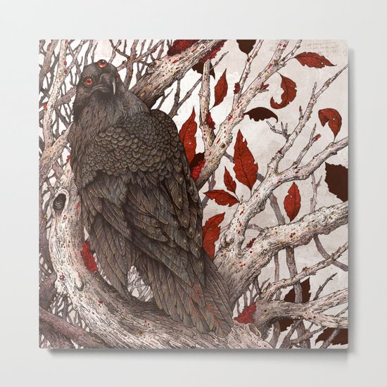 A Raven In Winter Metal Print