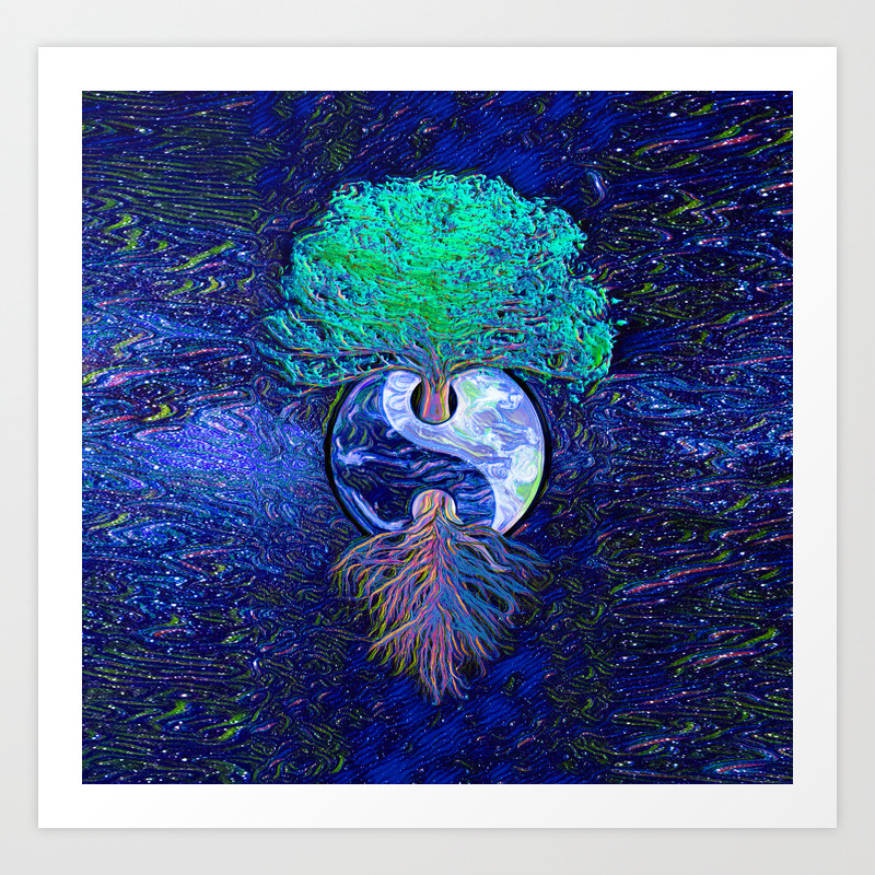 Tree Of Life Yin Yang Earth Space Art Print By Treeoflifeshop