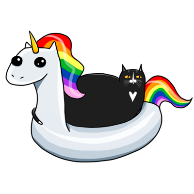 Chonky Cat on Rainbow Unicorn Floatie by kilkennycat Chonky Cat on Rainbow Unicorn Floatie by kilkennycat