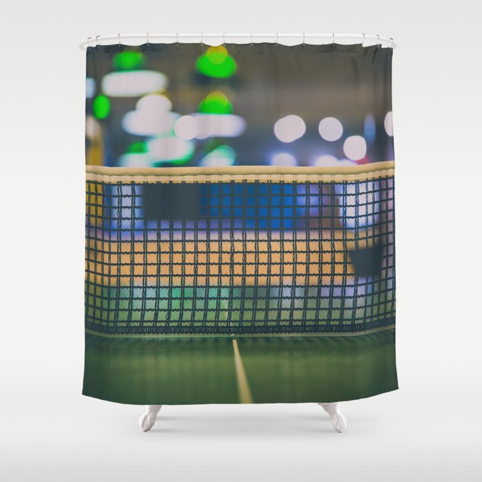 Ping Pong Tabletop Net In Game Room Shower Curtain By Mattmoberlyart