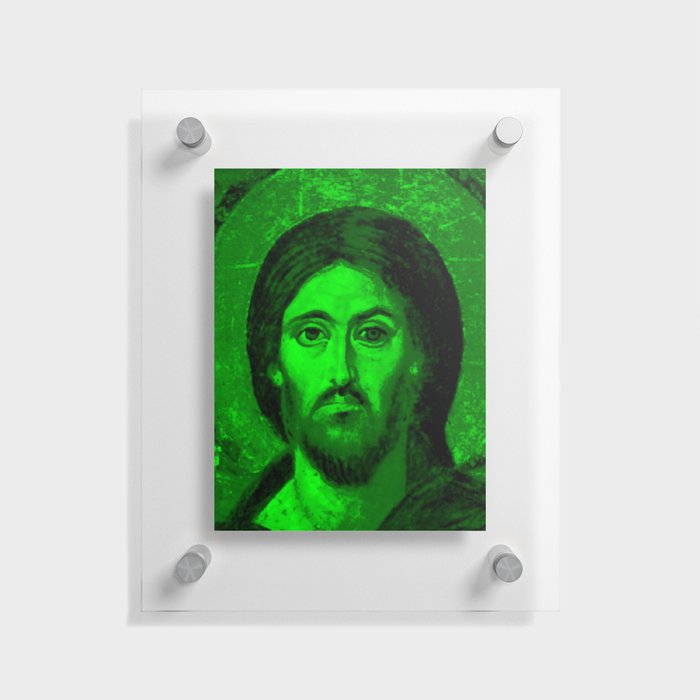 Jesus Icon Green Floating Acrylic Print