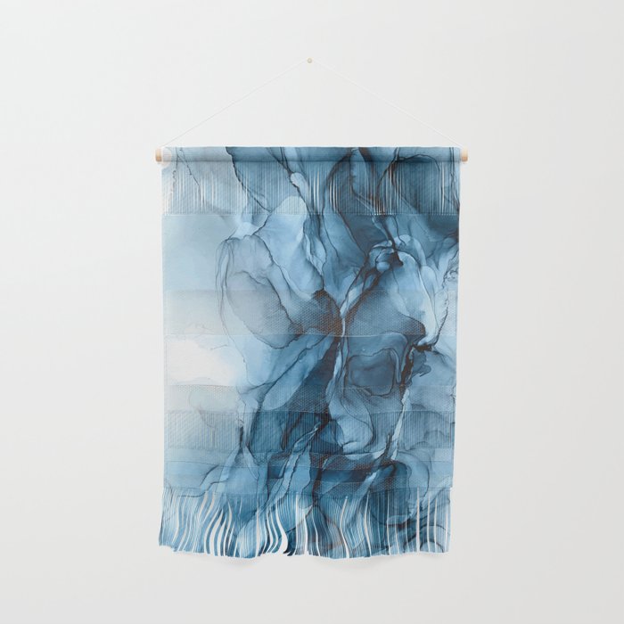 Deep Blue Flowing Water Abstract Painting Wall Hanging By