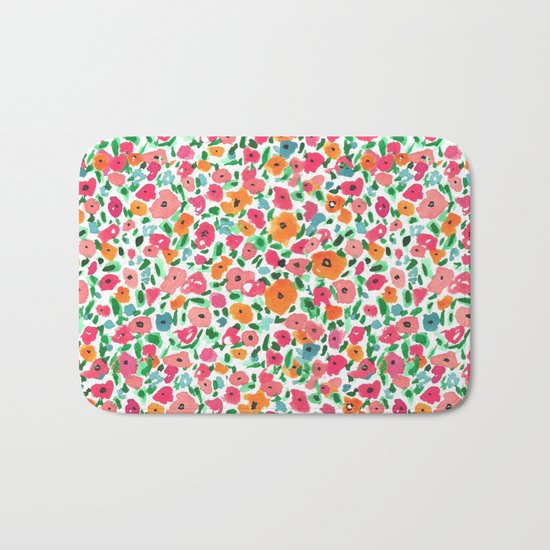 Watercolor Floral Bath Mat