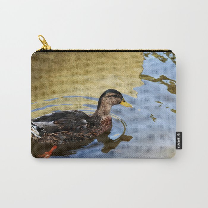 Duck swimming in a golden lake Carry-All Pouch