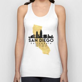 SAN DIEGO CALIFORNIA SILHOUETTE SKYLINE MAP ART Unisex Tank Top