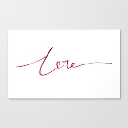Word Love in Ruby red colours Canvas Print