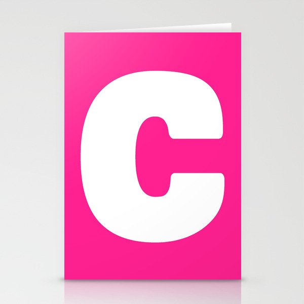 C (White & Dark Pink Letter) Stationery Cards