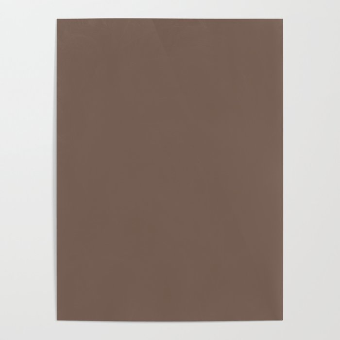 Warm Dark Brown Solid Color Earth-tone Pairs Pantone Acorn 18-1314 TCX Poster