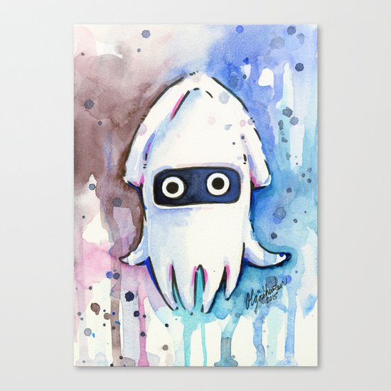 Blooper Watercolor Mario Art Canvas Print