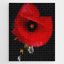 Red poppy explosion pixel art Jigsaw Puzzle