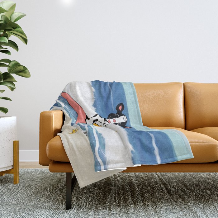 Cowabella Surfing & Gerry the Seagull  Throw Blanket