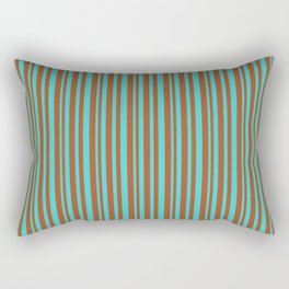 [ Thumbnail: Sienna & Turquoise Colored Striped/Lined Pattern Rectangular Pillow ]