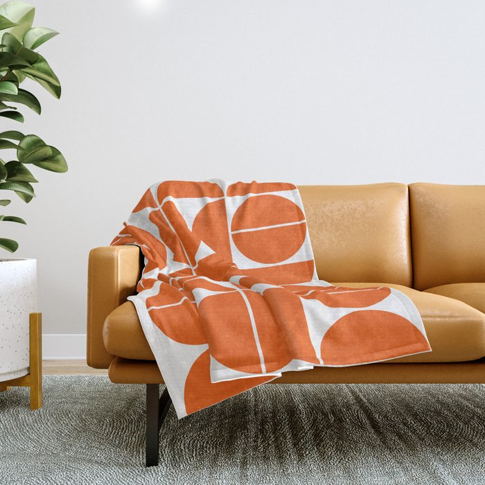 Mid Century Modern Geometric 04 Orange Throw Blanket
