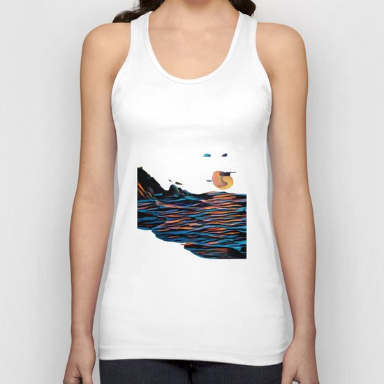 Moon over Beach Unisex Tank Top