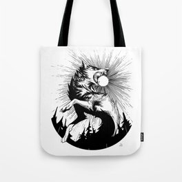 The Wolf that Swallowed the Sun - Lineart Tote Bag