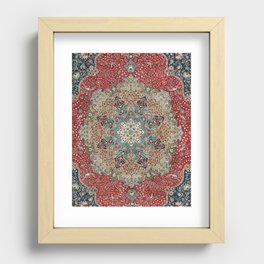 Antique Red Blue Black Persian Carpet Print Recessed Framed Print