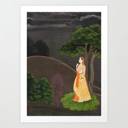 The Heroine Who Waits Anxiously for Her Absent Lover (Utka Nayaka) Art Print