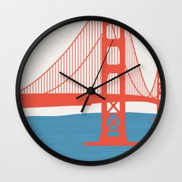 Red goldern bridge minimalist Wall Clock | Acrylic, Goldengatebridge, Sanfrancisco, Simple, Sunset, Abstract, City, Sea, Goldengate, Oil 