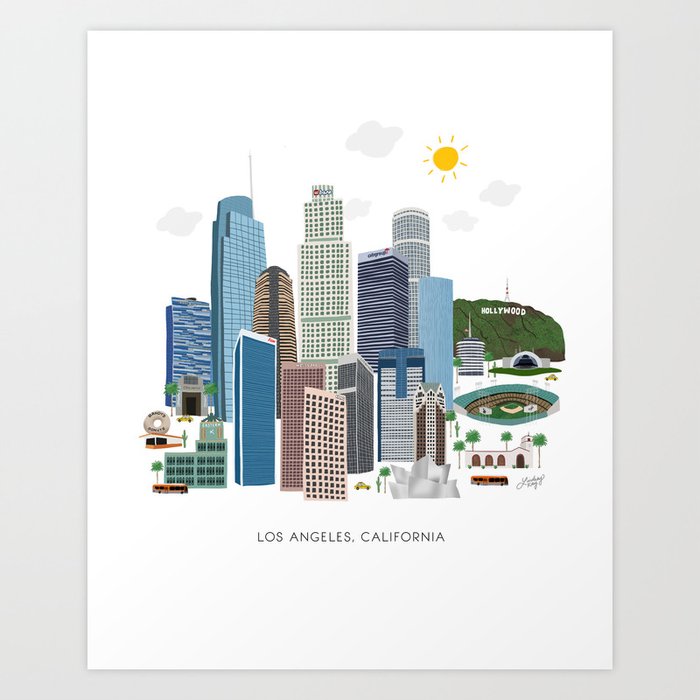 Los Angeles Cityscape Illustration Art Print