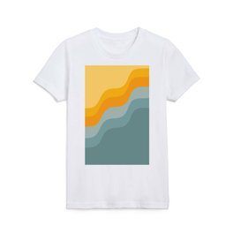 Zen Waves Abstract Geometric Art in Sunset Colors of Ocean and Sun Kids T Shirt