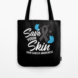 Melanoma Skin Cancer Black Ribbon Treatment Tote Bag