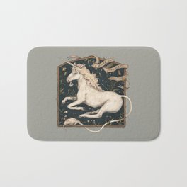 I Dwell in Possibility Bath Mat | Emilydickinson, Curated, Unicorns, Vintage, Medieval, Illustration, Magic, Nature, Painting, Banner 