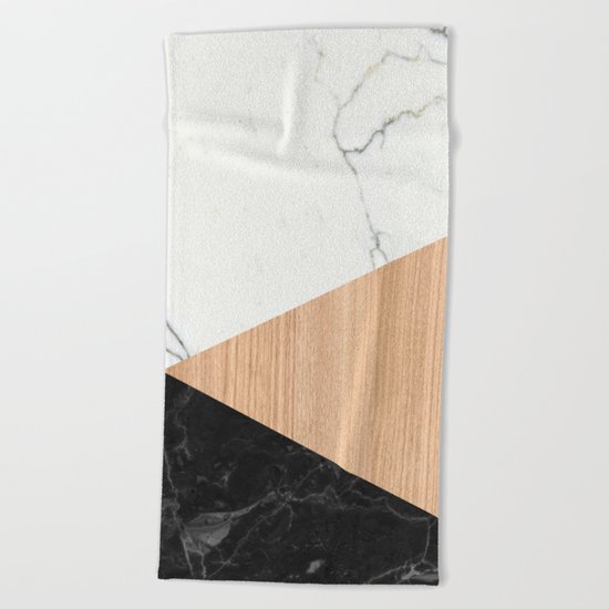 Marble and Wood Abstract Beach Towel