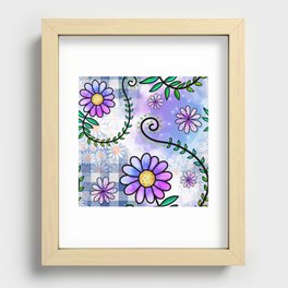 Watercolor Doodle Floral Collage Pattern 05 Recessed Framed Print