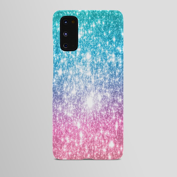 Galaxy Sparkle Stars Teal Turquoise Blue Lavender Pink Android Case