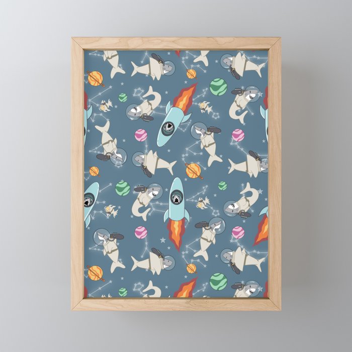 Sharks in Space Framed Mini Art Print
