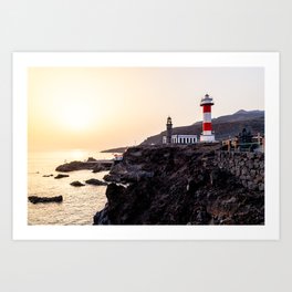 Sunset on the volcanic coast at Fuencaliente Lighthouse in La Palma Art Print
