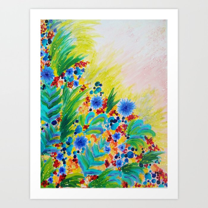 Natural Romance Lovely Bright Floral Garden Sweet Happy Feminine Colorful Rainbow Flowers Painting Art Print By Ebiemporium Society6
