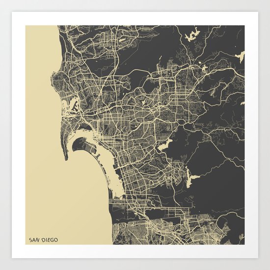 San Diego Map Art Print
