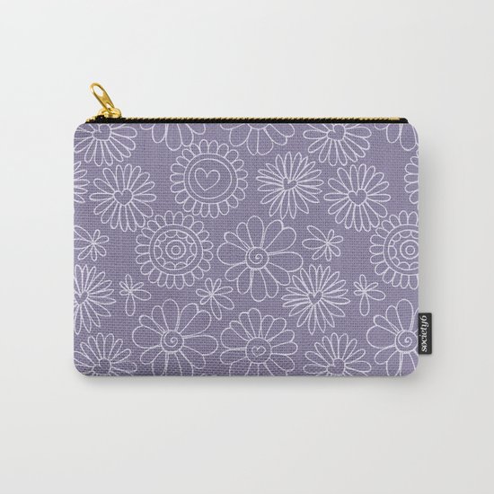 Violet doodle floral pattern Carry-All Pouch