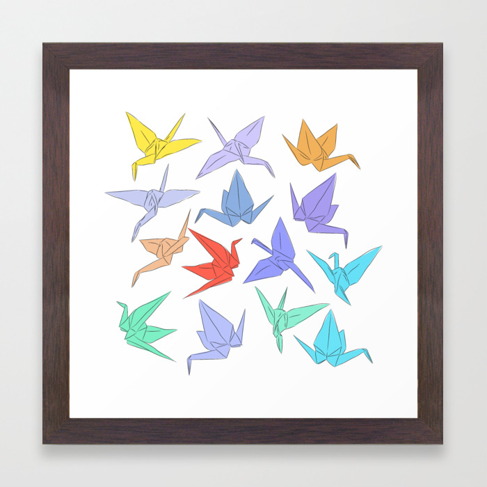 Japanese Origami Paper Cranes Symbol Of Happiness Luck And Longevity Framed Art Print By Ekaterinap Society6