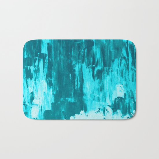 Bright Blue Snow Nights with Icicles Bath Mat