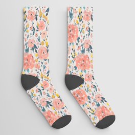 Tropical Coral Floral Socks
