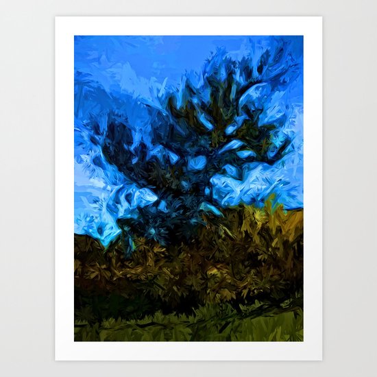 Tree Breaks the Blue Sky Art Print