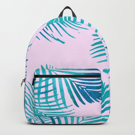 Palm Leaves on Pink Backpack