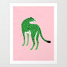 The Stare 2: Tropical Green Cheetah Edition Art Print